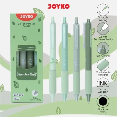 (4pcs) Gel Pen Pulpen Pena Joyko GP-414 Green tea Day 0.5 mm