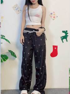 ชุดเซ็ตเสื้อแขนกุด+กางเกงลายโบว์