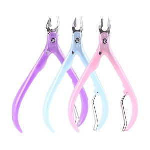 1Pcs Stainless steel Nipper nail cutters nail clipper Soft Rubber handle random color