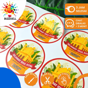 2-4 Cetak Sticker Label Bulat Idul Fitri Stiker Lebaran Toples Label Kue
