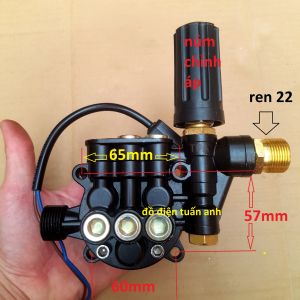 Bộ đầu bơm máy rửa xe mini - cao áp có chỉnh áp Đầu bơm máy rửa xe gia đình ( Có kèm rơ le điện) Đầu bơm áp lực đầu máy bơm mini