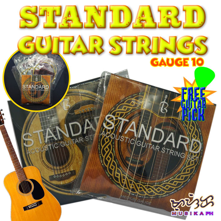 STANDARD Guitar Strings Gauge 10 Acoustic FREE Guitar Pick Lazada PH