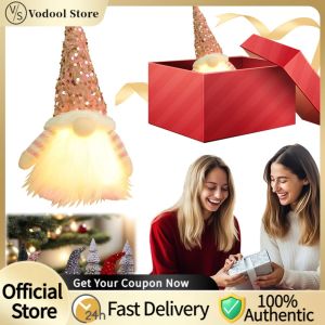Holiday Season Lighted Dwarf Santa Claus Plush Rudolph Figurine for Christmas Home Accessories