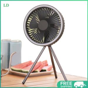 COD [Free Shipping] Rechargeable USB Tent Fan with LED Light Tripod Wireless Ceiling Electric Fan W/ Timer Function for Tents Camp Travel Fishing
