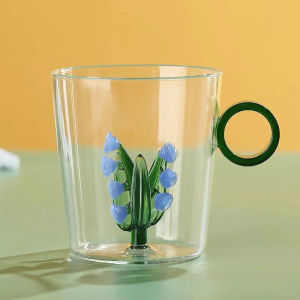 Lily Of The Valley Glass Cup Gift For Lover Creative Wedding Favors Drink Wine Tumbler Romantic Coffee Mug Beer Teacup Wholesale