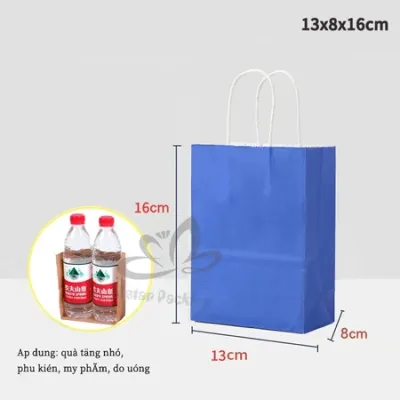 Túi giấy kraft có tay cầm đa dạng màu sắc 50 chiếc kích thước 13*8*16 cm đến 26*12*31 cm phù hợp đựng quà đồ mang về bánh mì quần áo.