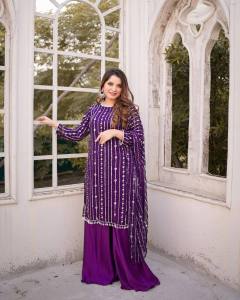 [Pre Order] Free Size ~ New Launching Kurti with Palazzo And Dupatta Set (Material Heavy Faux Georgette) ~ Delivery Lead Time : 10 days