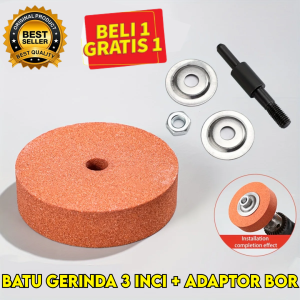 Batu Asah Gerinda 3 Inch Poles Mini Dengan Adaptor Bor Jadi Gerinda M10 Alat Putar Penggiling Polishing