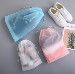 Transparent Clothe Travel Bag Storage Pouch Bundle Pocket Matte Drawstring Plastic Shoes Organizing Beg Travel(MG)