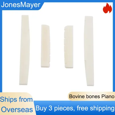 2 Sets of 4pcs 6 String Acoustic Guitar Bone Bridge Saddle and Nut Made of Real Bone