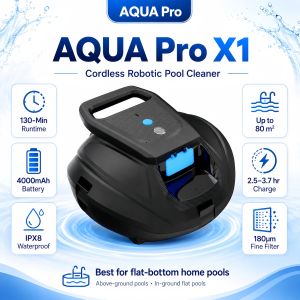 AI Smart Cordless Robotic Pool Cleaner IPX8 Waterproof Auto Park 130min Runtime Fast Charge