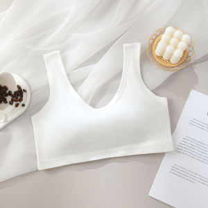 DACHAO Cotton Bra for Women Fixed Pads Sports Shockproof Underwear Seamless Solid Back Closure Female Lingerie