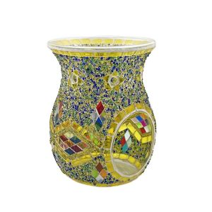 HUAGUES Classic Aroma Candle Holder Durable Mosaic Glass Essential Oil Burner Essential Oil Furnace Romantic Fragrance Warmer Christmas Gift