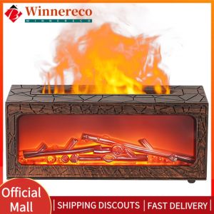 【winnereco】 Fireplace Flame Essential Oil Diffuser 7 Colors Cool Mist Humidifier with Timer Air Diffuser Humidifier for Bedroom Living Room Office