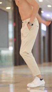 [ Summer New ][ Summer New ] Best-Seller on Douyin Mens Ankle Length Pants Summer Thin Solid Color Stretch Fitted All-Matching Casual Small Suit Pants Men  989[ Ultra-Thin Sweat-Permeable ][ Ultra-Thin Sweat-Permeable ]