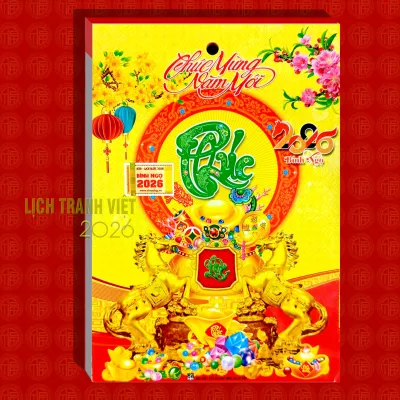 Lịch 2026 Lốc lịch kích thước: 10x14cm Chủ đề: Thư pháp