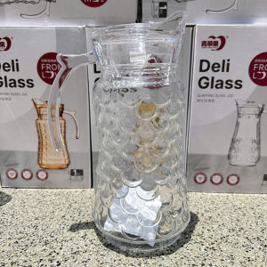 Bình Thủy Tinh Đựng Nước Deli YZH-Trong 1700ml – Thiết Kế Vân Nổi Sang Trọng Có Quai Cầm