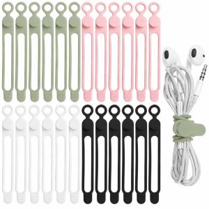 AKZDXE 10PCS Silicone Silicone Cable Ties Elastic Strap Reusable Cable Straps Practical Flexible Tie Reusable Cord Ties Travel Use