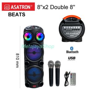 Partybox Asatron BEATS 8x2 Double 8 Inch Include 2 Mic Wireless