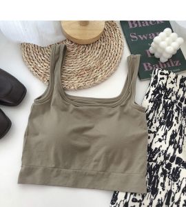 Yooyi Tank Top Bra Wanita / Singlet Perempuan Crop / Atasan Tanktop Basic Korean Dengan Tangtop With Cup Bahan Elastis Premium Kualitas Import 013