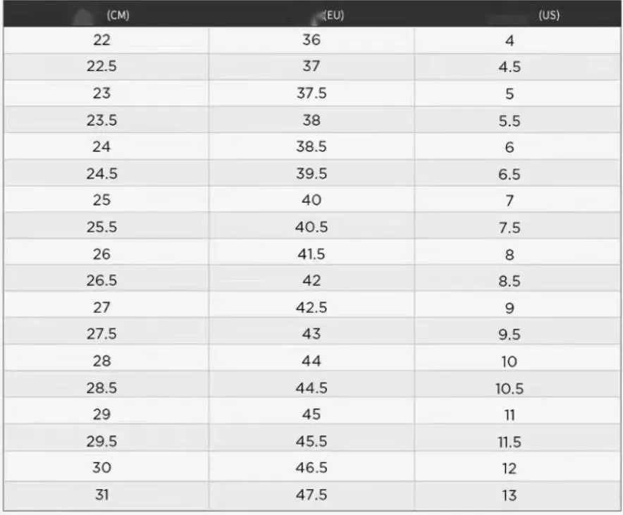 New balance unisex shoe hotsell size chart