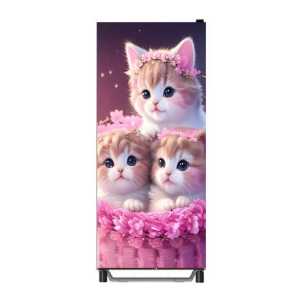 Stiker Kulkas 1 Pintu /Kulkas 2 pintu/Kompor/ Mesin Cuci / Ricecoker Motip Kucing Pink ( COD ) FlyStarStore