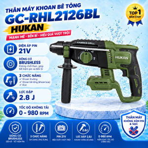 Thân Máy Khoan Bê Tông Pin HUKAN GC-RHL2126BL – Máy Khoan Đục Bê Tông Không Chổi Than Chính Hãng
