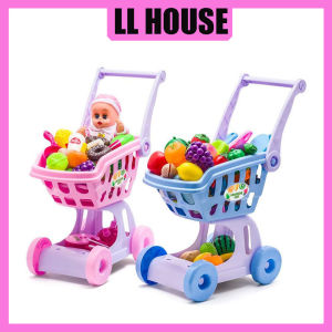 2 Layers Supermarket Shopping Trolley Toys For Kids Trolley Mainan Budak Hadiah Birthday Kanak Kanak 小孩購物車