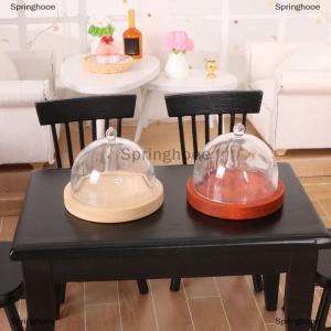 [COD] Springhooe 1:12 Dollhouse Miniature Transparent High Tray Dessert Plate W Cover Cake Fruit Tray Kitchen Decor Toy Doll House Accessories