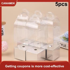 【CANAMEK】 1 5PCS Valentine cầm tay hộp hoa trong suốt PVC hoa sắp xếp Hộp hoa hồng Hộp Hoa duy nhất bó hoa Bao bì hộp