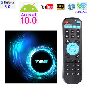 T95 Android 10 TV Box Allwinner H616 Quad Core Cortex A53 4K 6K HD 2.4G&5G Wifi Bluetooth 4GB 32GB 64GB 128G Smart Media Player for Youtube Support Google Voice Assistant Set-top Box