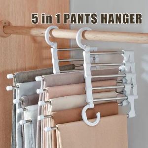 Folding Pants Rack Multilayer Hanger Folding Storage for Pants Trousers Storage Rack Multi Functional Stainless Steel Pants Rack Household Storage Rack Telescopic Clothes Rack