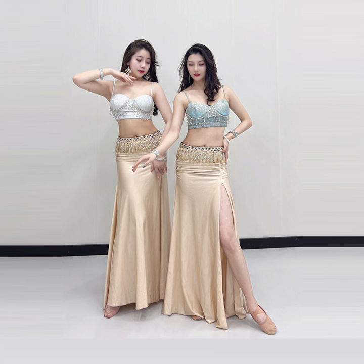 Belly Dance chuyên nghiệp trang phục thiết lập nữ Shining hiệu suất quần áo  ngắn tay áo đầu váy dài 2pcs Oriental Dance mặc | Lazada.vn