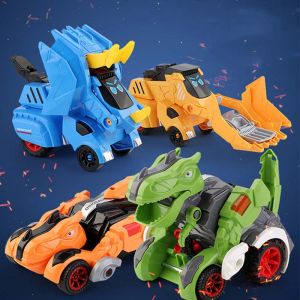 New Transforming Dinosaur Car Deformation Car Toys Inertial Sliding Dino Car Automatic Transform Toy Boys Amazing Gifts Kid Toy