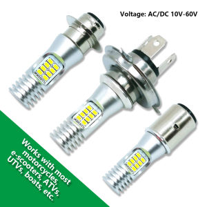 JaneDream 16SMD 3020 LED รถจักรยานยนต์สกู๊ตเตอร์ไฟหน้าไฟหน้าไฟ DRL สูงต่ําไฟตัดหมอกสีขาว H4 P15D BA20D