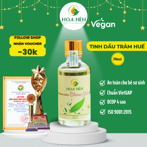 Tinh Dầu Tràm Huế Nguyên Chất 50ml - Hoa Nén - Chăm sóc sức khỏe mẹ và bé giữ ấm giảm ho