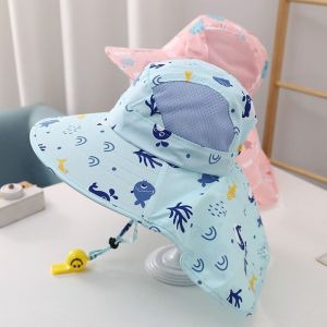 YUDESHUI Polyester Mũ tai bèo trẻ em Có Còi Chống tia UV Mũ che nắng Ngoài trời Dễ thương Mũ đi biển Trẻ sơ sinh bé gái bé trai