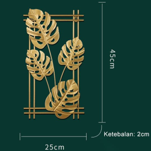 Hiasan Dinding Frame Metal Gold / EMAS Daun Leaf Ginko Scandinavian/ WALL Decor Nordic /Ornaments / Pajangan Besi / Tropical/ Pajangan Dinding