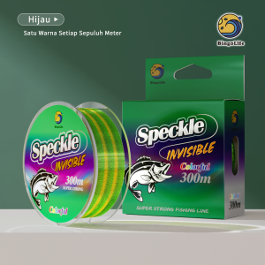 Senar Speckle 300m Tali Pancing Nilon Warna Invisible Hijau Biru Bunglon Memancing Kecil Kuat 1.7kg~21kg Anti Keriting