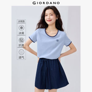 Giordano Women Cool-touch embroidery short sleeve tee Free Shipping 05325432