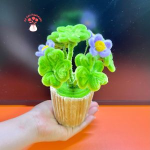 [Thành phẩm] Chậu Hoa Kẽm Nhung mini Thủ công Handmade - Làm Quà tặng - Decor Trang trí nhà cửa bàn học bàn làm việc