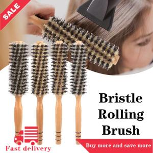 [COD]Flash Delivery Natural Boar Bristle Roller Brush Barber Hair Roller Wood Hair Brush Round Barrel Hair Comb For Women Curly Hair Hairdressing