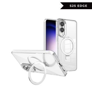 Transparent Magnetic Ring Stand Phone Case for Samsung S25 Edge S25 Ultra Plus S24 Ultra Shockproof Cover Casing