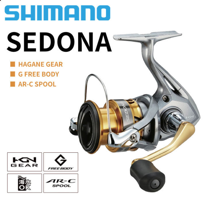 Original SHIMANO SEDONA FI Spinning Fishing Reel 500/1000/2000/2500/3000/4000/5000/6000/8000  gear ratio 4.6:1/4.7:1/4.9:1/5.0:1/6.0:1/6.2:1 max drag 3kg/4kg/9kg/11kg  fishing reels metal spool saltwater