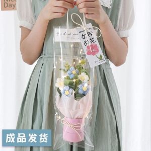 [SG SELLER]Homemade Crochet Knitted Flower Fake Flower Bouquet Artificial Flowers Home Decor Homemade Knitted Flower Bouquet Wedding Birthday Valentines Day Gifts