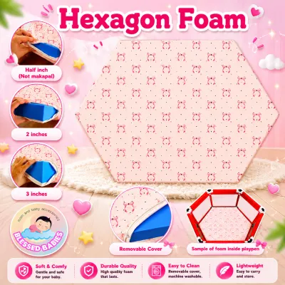 Blessed Babies 12&3 inches Foam for baby hexagon playpen (Playpen not included)