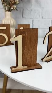 Nicro Custom 9PCS Wedding Reception with Stand Decoration Stereoscopic 3D Engraving Eco-Friendly Wooden Table Number Cards