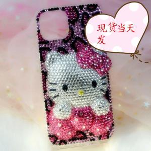 Christmas Gift Halloween Hot Sanrio Kawaii Iphone Phone Case Hello Kitty Cartoon Three-Dimensional Glue Diamond Iphone15Promax Cartoon Anti-Fall Cover