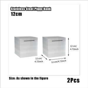 12cm/15cm Stainless Steel Piggy Bank - Saving Money Coin Banks - Kid Adult Pocket Money Souvenirs