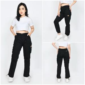 DUC"61 - Celana panjang cargo tali outdoor wanita - celana panjang wanita cream